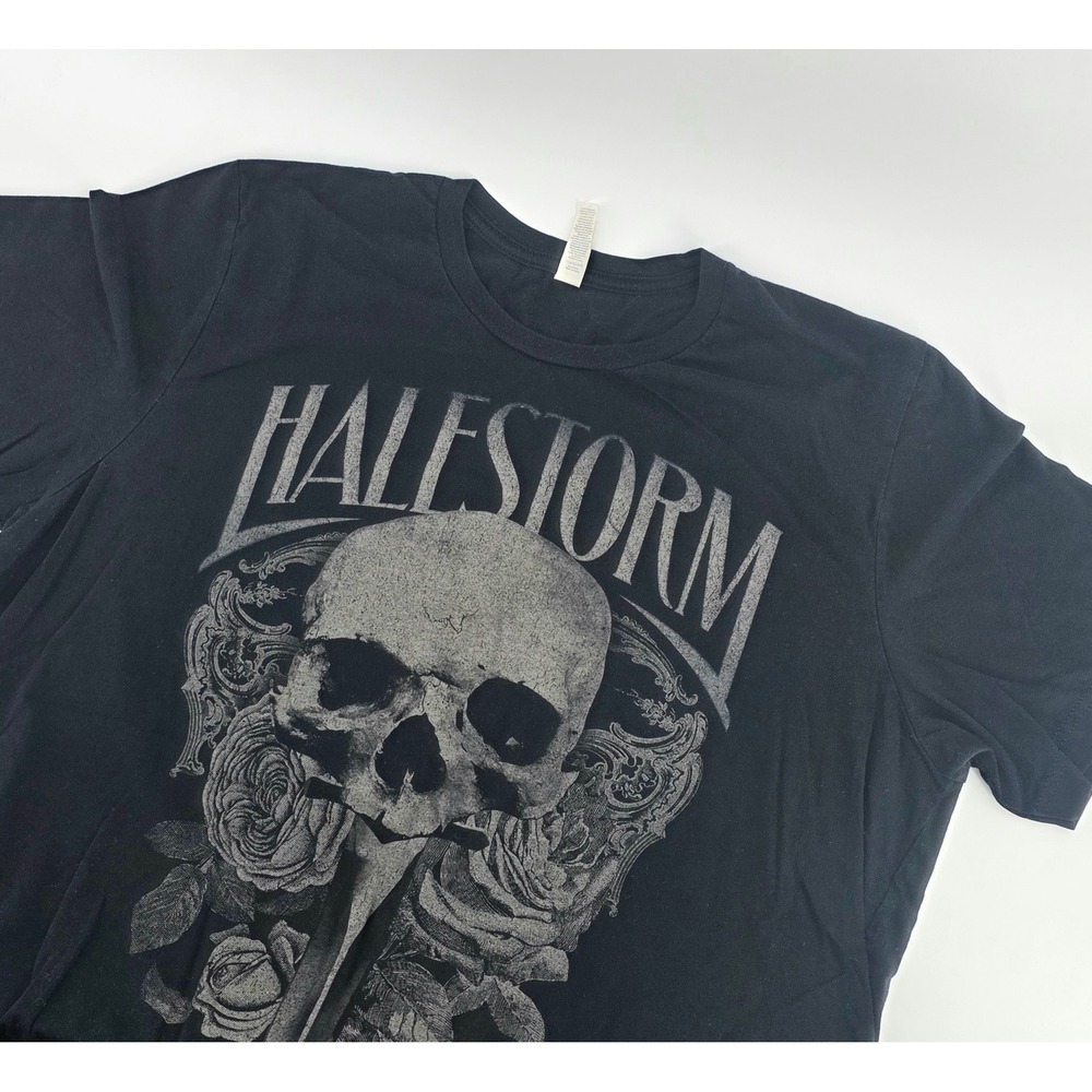 Halestorm Vintage T-Shirt Gothic Skull Rose 2016 US Tour XL Mens Black